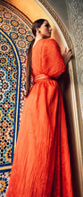 Load image into Gallery viewer, Orange Crinkled Ombre Belted Kaftan
