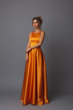 Load image into Gallery viewer, Satin Ball Gown with Ruffled Straps
