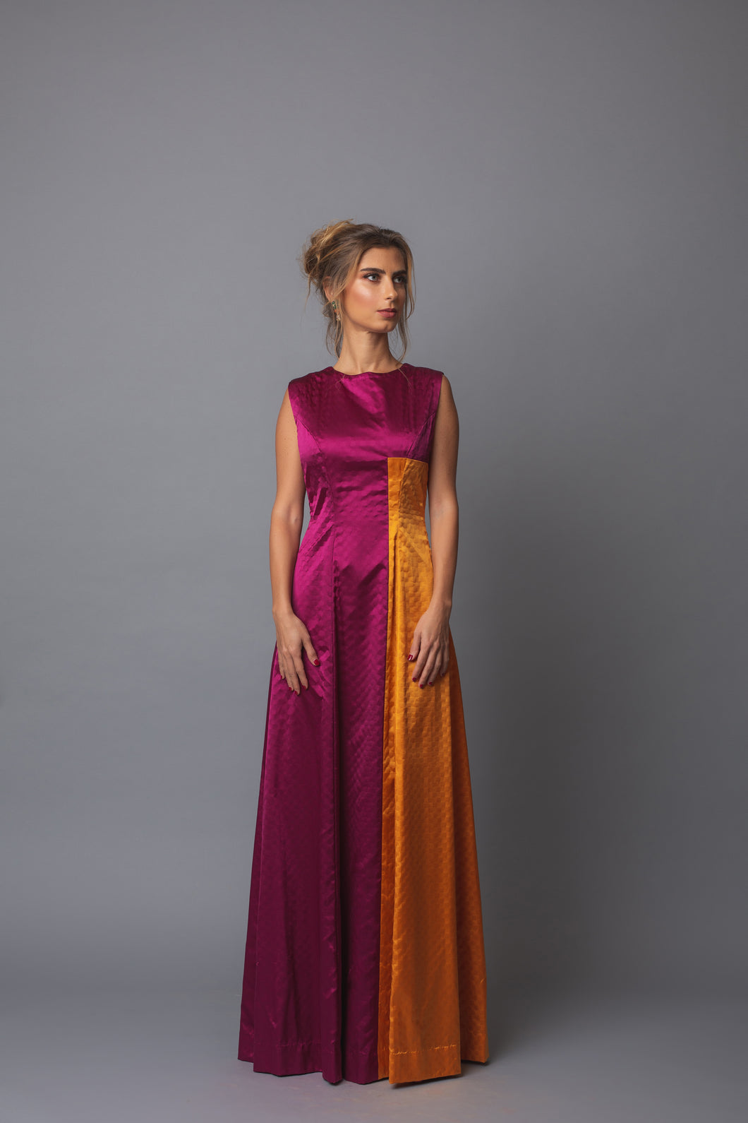color block satin dress Color Block Satin Kaftan Dress | off Shoulder Moroccan Gown Elegant Evening Wear
