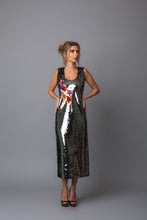 Load image into Gallery viewer, Sequins Dress with Embroidered Floral Embellishments
