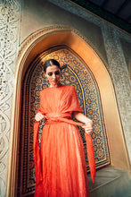 Load image into Gallery viewer, Orange Crinkled Ombre Belted Kaftan
