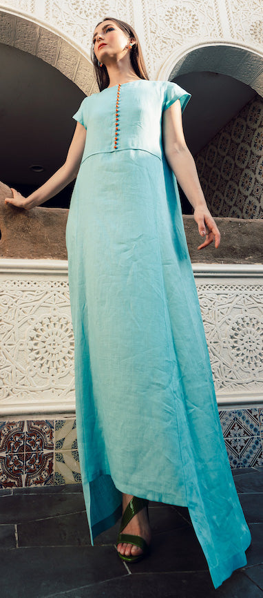 Aqua Linen Dress