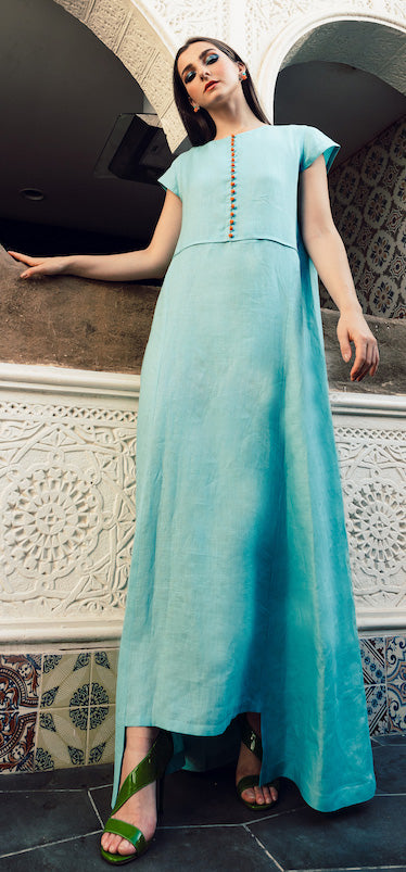 Aqua Linen Dress