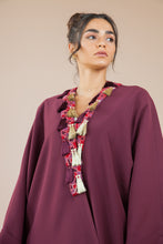 Load image into Gallery viewer, Maroon Frill Abaya
